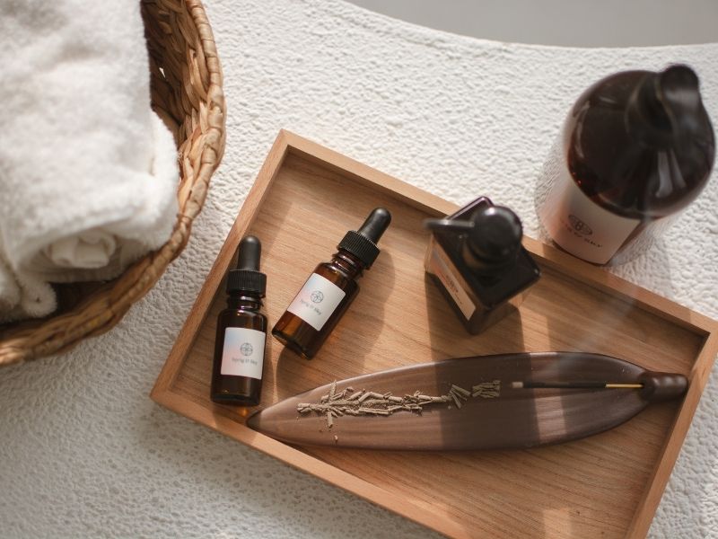 Atmospheric candles and spa decor